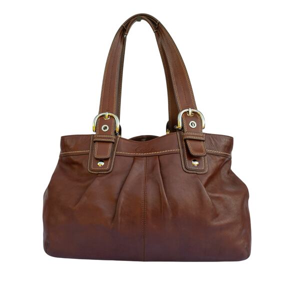 Extra Large COACH Soho Pleated Leather Shoulder Bag Tote Handbag - Picture 1 of 9